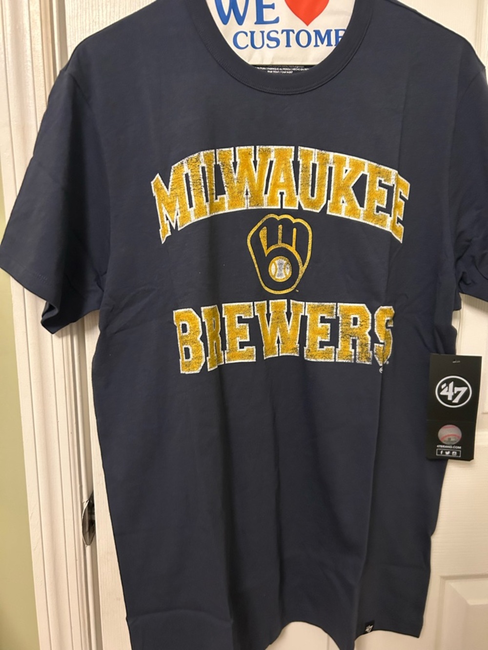 '47 Navy and Gold Brewers Chenille Logo Tee